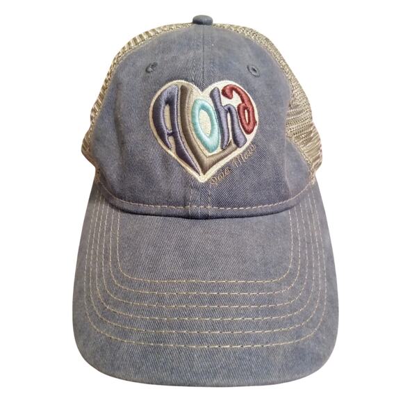 ALOHA Paia Maui Snapback Hat Blue Denim Look Hawaii Baseball Cap Adjustable - Picture 1 of 8